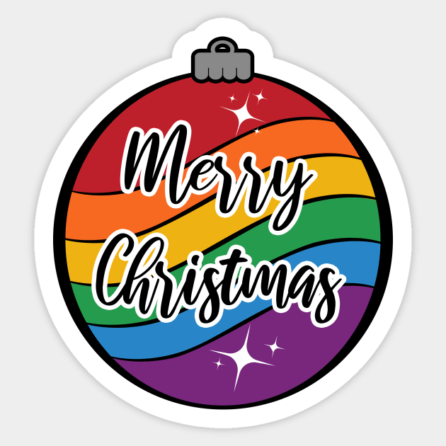 Christmas Ornament in LGBTQ Pride Rainbow Flag Colors Sticker by LiveLoudGraphics